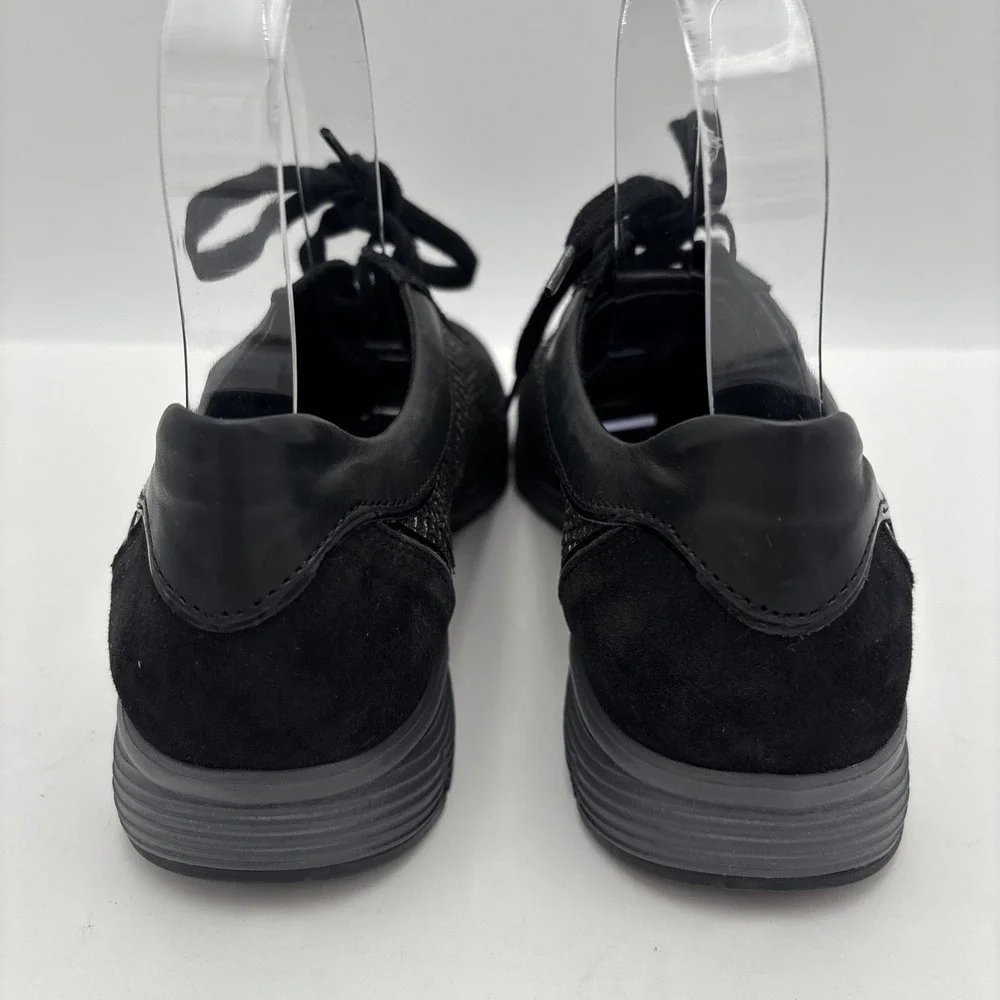 Mephisto Yael Runoff Air Jet System Walking Shoe Sneaker Black Leather Suede 7.5